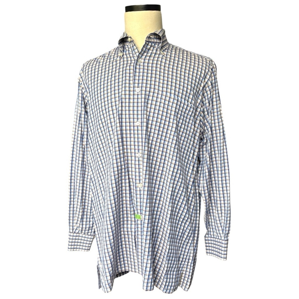 Cifonelli vintage made in Italy plaid check button up long sleeve cotton shirt|L
